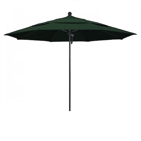 11' Black Aluminum Market Patio Umbrella, Pacifica Hunter Green